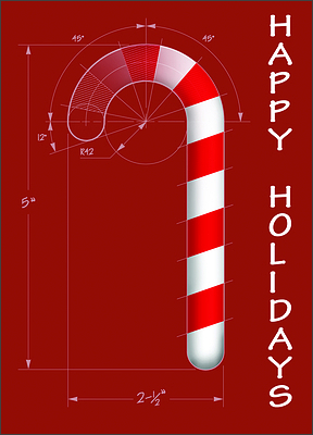 Candy Cane Drawing (Glossy White) 
