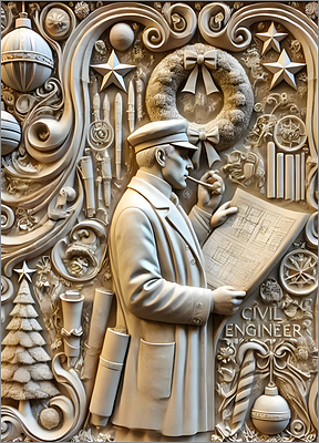 Civil Engineer Christmas Card Intricate