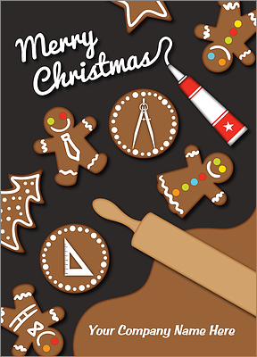 Drafting Gingerbread Christmas Card (Glossy White)