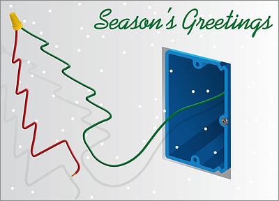 Electrical Christmas Card (Glossy White) 