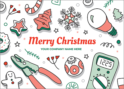 Electrical Merry Holiday Card (Glossy White)