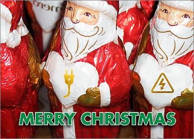 Electrical Santas Card (Glossy White) 