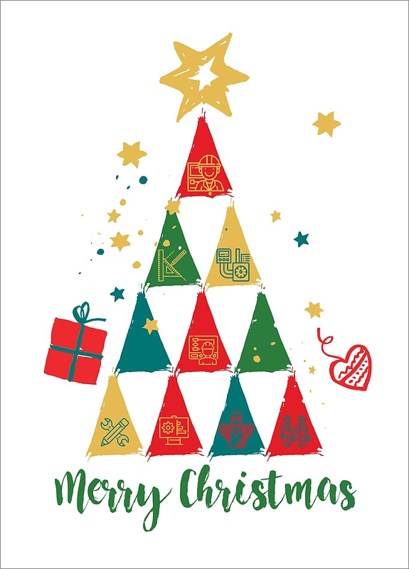 Engineers Tree Christmas Cards Customized For Your Business