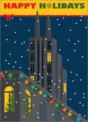 Holiday Card With Buildings (Glossy White) 