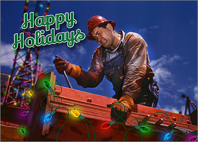 Ironworker Holiday Card (Glossy White) 