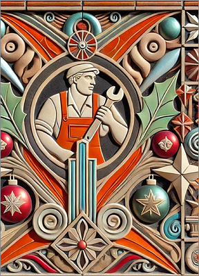 Mechanic Christmas Card Detailed (Glossy White) 