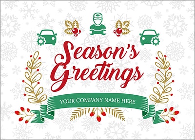 Mechanics Snowflake Christmas Card (Glossy White) 