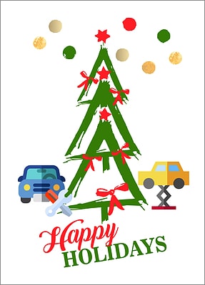 Mechanics Tree Holiday Card (Glossy White) 