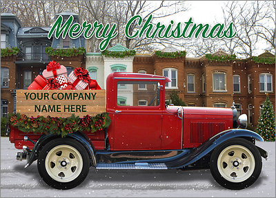 Red Christmas Truck Card (Glossy White)