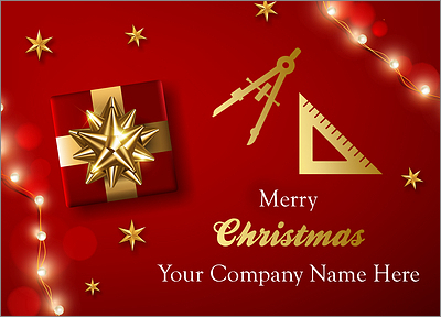 Red Drafting Christmas Card (Glossy White) 
