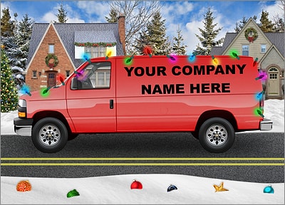 Red Van Christmas Card (Glossy White)