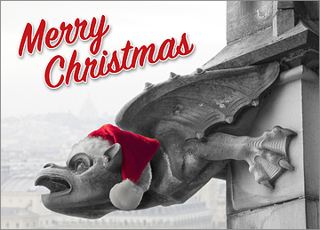 Stone Gargoyle Holiday Card