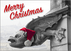 Stone Gargoyle Holiday Card