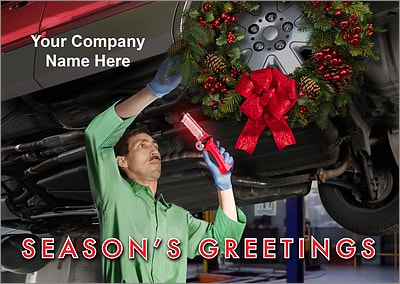 Tire Wreath Christmas Card (Glossy White) 