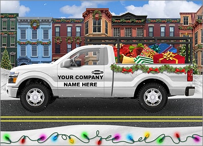 White Pickup Christmas Card (Glossy White) 