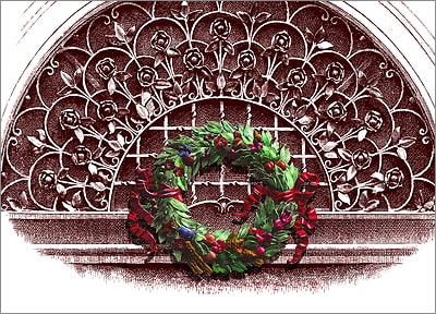 Wreath on Grillwork (Glossy White)