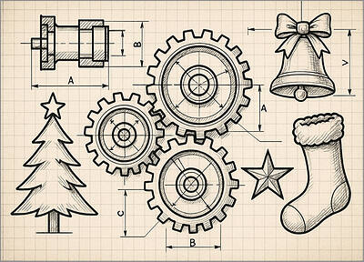 Engineering Christmas Card Drawing