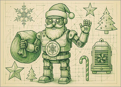 Engineering Christmas Card Green