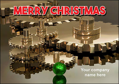 Golden Gears Christmas Card (Glossy White)